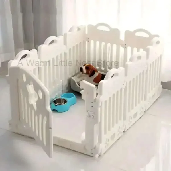 kf-Sbb2b60ec66ce4b72a5f9f8934d1711a5F Modern Plastic Dog Houses Safety Dog Fence Home Pet Cat Kennel Small Dogs Indoor Isolation with Toilet Dog Cage Pet Supplies