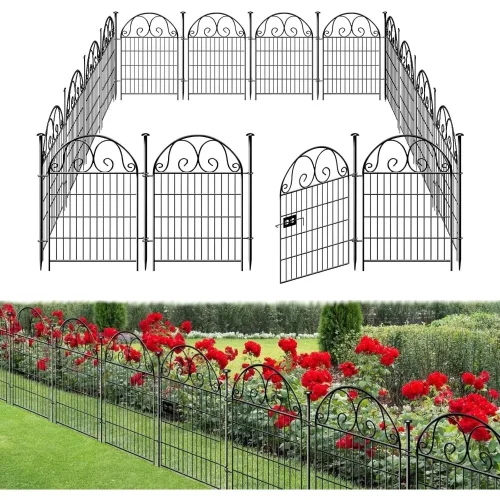 40 in(H) 12 Panels Garden and Borders for Dogs, Total Length 26.2 Ft Metal Temporary Fencing│Patented, Houses, Kennels