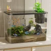 PET+ABS Fish Tank New Transparent with Lid Aquarium Drop Resistant Hydroponic Tank Turtle Tank Home Lazy Fish Tank