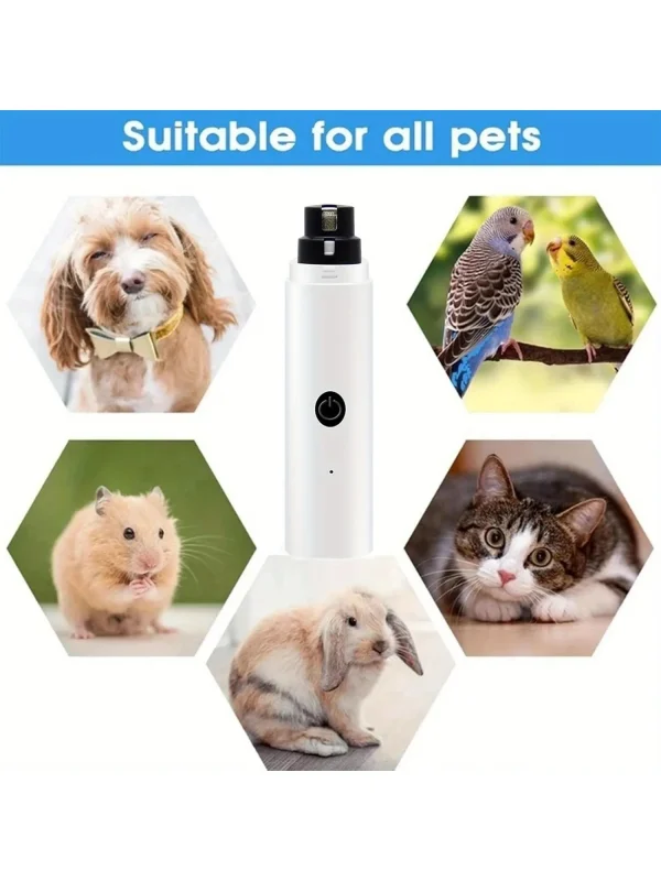 Dog Nail Grinder - Dog Nail Grinder with 3 Grinding Ports - Silent Rechargeable Electric Nail Trimmer for Small to Large Dogs