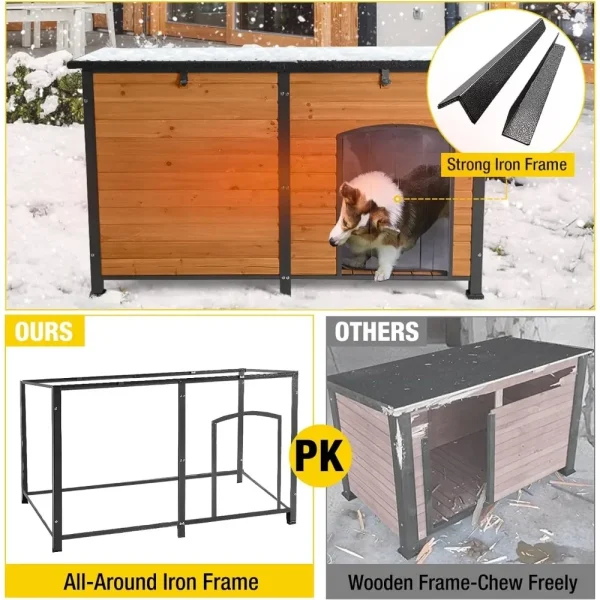 Kennels, Outdoor Dog House 59" Extra Large Insulated Dog with Insulation Liner for Winter, Kennels