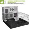 Rabbit Hutch Indoor Outdoor Bunny House Bunny Cage on Wheel with Plastic Tray-47inch