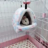 1Pcs Coral Fleece Printing Small Pet House Hanging Hamster Bed with Zip for Small Animals Squirrel Parrot Cotton Nest Winter Toy