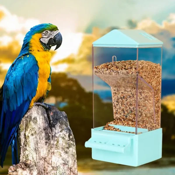 Automatic Parrot Feeder Smart Clear Parakeet Feeder Dispenser Squirrel-Proof Food Container Large Capacity Drinker Cage