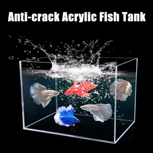 Transparent Goldfish Tank Home Landscape Aquarium Office Desktop Fish Tank Fish Breeding Supplies Turtle Tank with Led Light