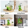 Betta Fish Tank Desktop Mini Aquariu Set with Light and Filter Portable Aquarium Fish Keeper Fishbowl for Office Room Landscape