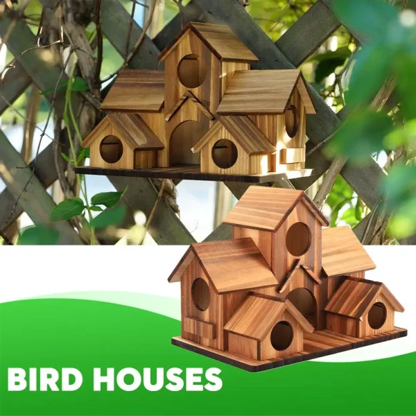 Bird House Room Wood Families Bluebird Finch Hanging Birdhouse For Garden Waterproof And Wear-resistant Pet Supplies S6D1