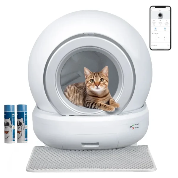 Automatic Self Cleaning Cat Litter Box with App Control Support WiFi, Intelligent Radar Smart Auto Litter Box with Liner