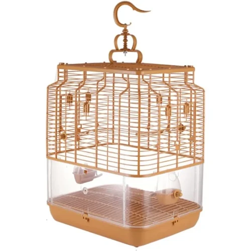 Rectangular Bird Cage Engineering Plastics Bird Parrot Cage with Hooks and Accessories Transparent Cage for Finches Canaries (S