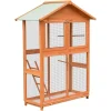 Wooden Bird Cage with Waterproof Roof, Outdoor Bird Aviary Parrot Cage for Parakeet, Finches and Any Small Birds, Solid Pine & F