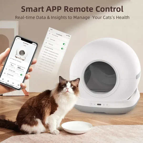 Automatic Smart Cat Litter Box Self Cleaning 72L Cat Toilet APP Control Extra Large Space Suitable for Big Cats Ion Deodorizatio