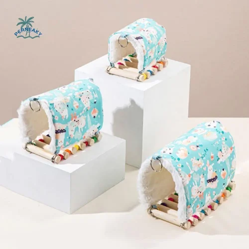 Cute Cartoon Parrot Cotton Nest Warm Thickened Bird Tent Nest Velvet Hanging Bird Hideaway House For Winter