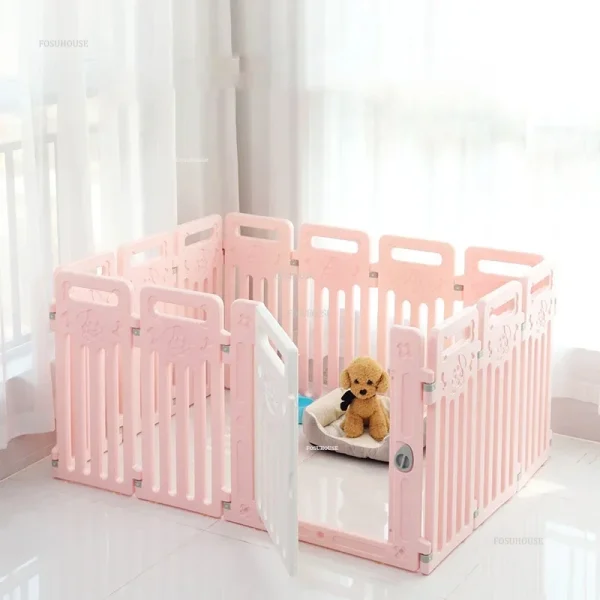 Minimalist Plastic Dog Houses Safety Dog Fence Home Pet Cat Kennel Small Dogs Indoor Isolation with Toilet Dog Cage Pet Supplies