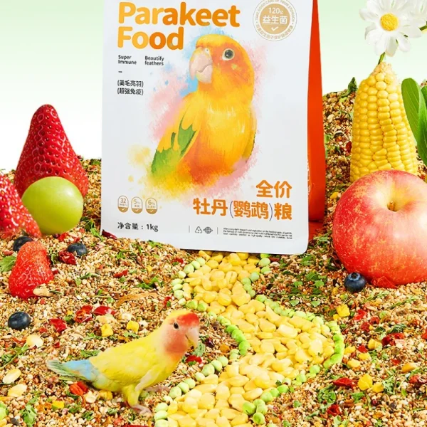 YEE Lovebird & Parrot Food - Nutrient-Rich Pellets with Canary Seeds & Dried Fruits | Diet for Sun Conure,Cockatiel&Small Birds