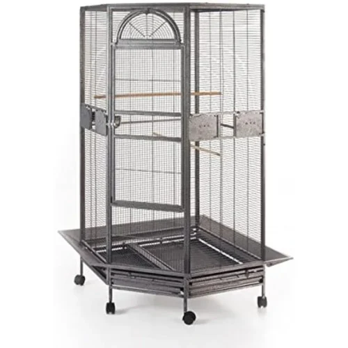 Corner Bird Cage for Cockatiel Parakeet Black and White