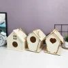 3pcs Home Crafts Wooden Bird Nest Minimalist Cartoon Bird Cage DIY Creative Bird House Tree