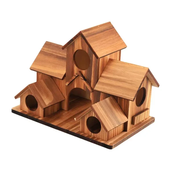 Bird House Room Wood Families Bluebird Finch Hanging Birdhouse For Garden Waterproof And Wear-resistant Pet Supplies S6D1