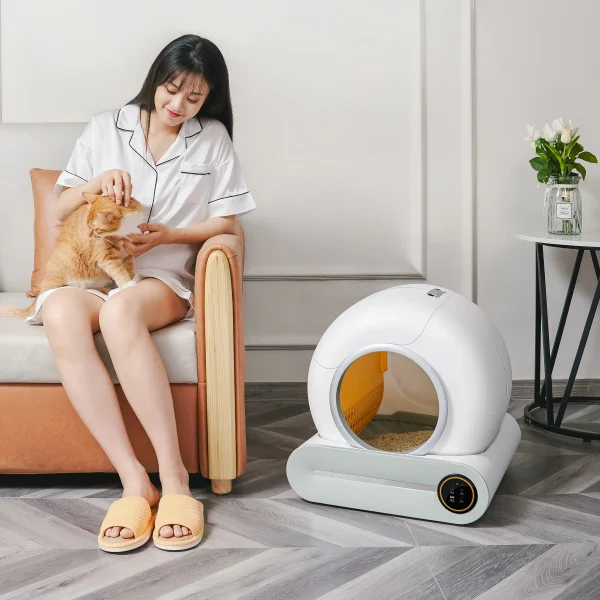 Automatic Cat Litter Box Self Cleaning with App Control & Cat Litter Mat Smart Cat Toilet for Multiple Large Cats