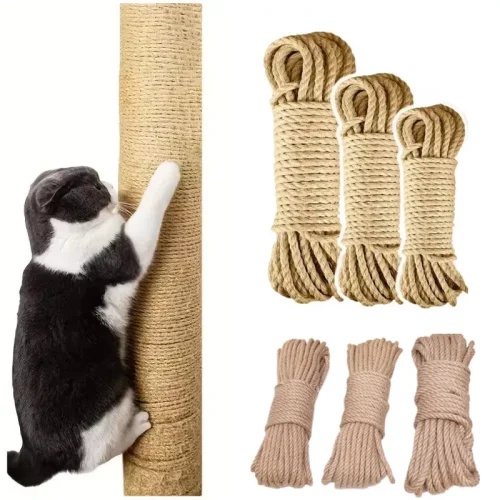 Cat Scratcher Rope DIY Natural Sisal Rope Toy Cats Paw Claw Furniture Protector Cat Tree Tower Climbing Frame Binding Rope