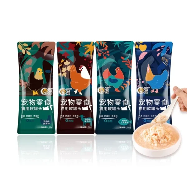 Large Capacity Snacks For Cats Cat Food Cat Snack Cat Can Soft Canned Cat Food Cat Meal Bag Chicken Salmon Tuna Fish Oil