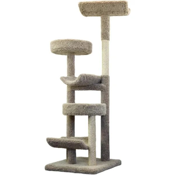 Natural Beauty Multiple Perch Cat Tree, Cat Tree with Scratch Post for All Cat Breeds, Indoor Gym with Perches, Sturdy Wood