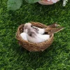 Garden Ornaments Handmade Nature Home House Decoration Vine Birds Egg Artificial Craft Birds Realistic Feathered Bird Nest