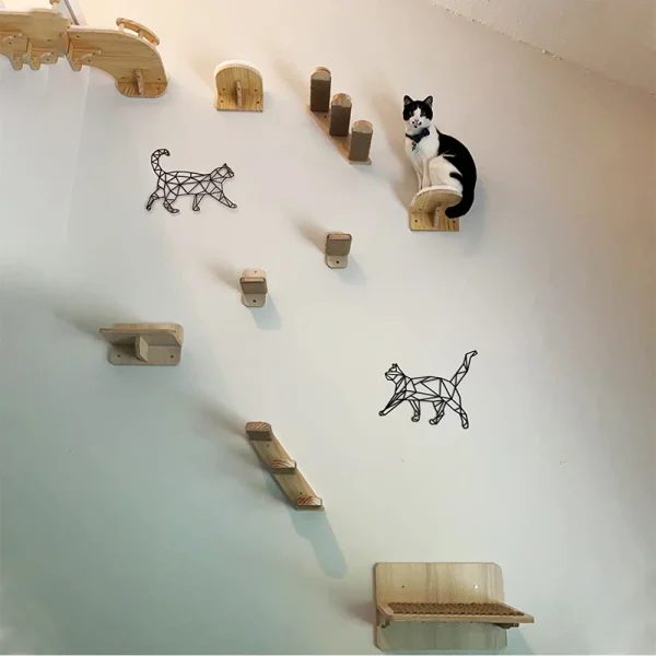 Wall cat furniture wall-mounted cat hammock pedal set moon-shaped cat bed sisal stairs suitable for cats to climb, rest and play