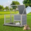 Fashionable Wood 36In Rabbit Hutch Indoor on Wheels Bunny Cage Outdoor Rabbit Cage with Clean Tray, Openable Roof