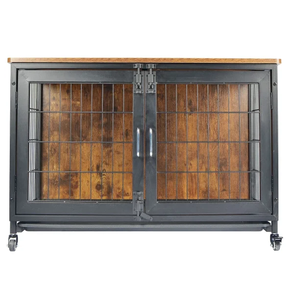 Luxury Wooden Dog Crate Furniture Wheels Dog House Kennel Pet Cages Houses
