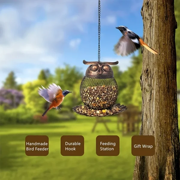 1pc Heavy Duty Copper Mesh Owl Shaped Wild Bird Feeder for Garden Yard Decor Window bird feeder Feeders bird Bird feeder cups