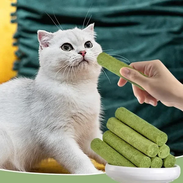 5Pcs/Bag Cat Grass Teeth Grinding Stick Pet Snack Hairball Removal Mild Hair Cat Teeth Cleaning Stick Nutrition Fatten Pet Foods