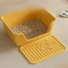 Large Capacity Cat Litter Box Semi-closed Plastic Anti-Splash Cats Toilet Bedpan Big Mac Oversized Cat Tray Bedpan Cat Toilets