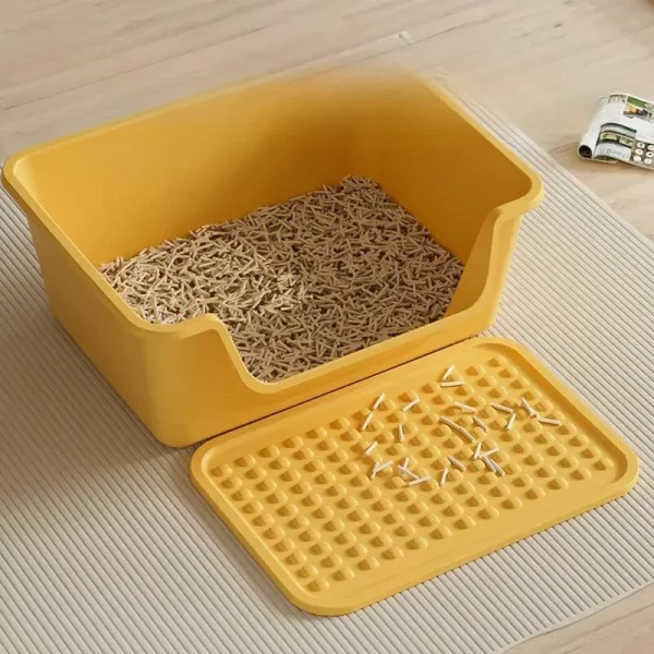 Large Capacity Cat Litter Box Semi-closed Plastic Anti-Splash Cats Toilet Bedpan Big Mac Oversized Cat Tray Bedpan Cat Toilets