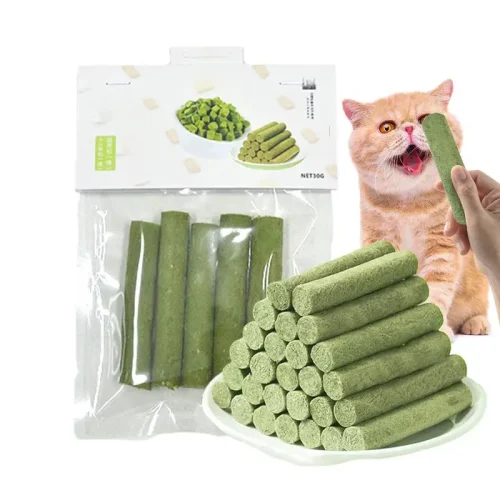 5Pcs/Bag Cat Grass Teeth Grinding Stick Pet Snack Hairball Removal Mild Hair Cat Teeth Cleaning Stick Nutrition Fatten Pet Foods