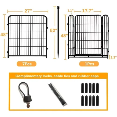 48 in(H) Decorative Garden Fence with Gate,8 Panels Total 17.7 Ft(L) Heavy, Houses, Kennels