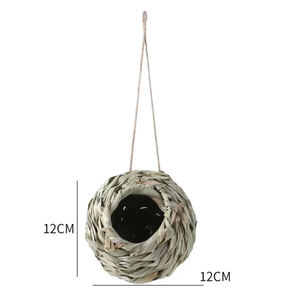 2024 New Birds Nest Bird Cage Grass Egg Cage Bird House Outdoor Decorative Weaved Hanging Parrot Nest Houses Pet Bedroom
