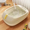 Large Capacity Cat Litter Box Cat Toilet Kitty Sandbox Cats Cleaning Basin Bathroom Semi Closed Splashproof Cats Tray Pet Supply