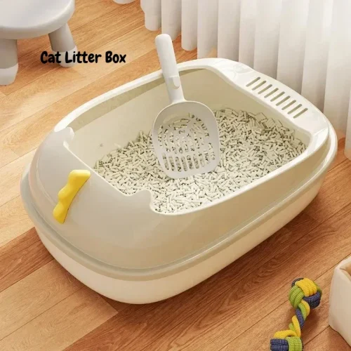 Large Capacity Cat Litter Box Cat Toilet Kitty Sandbox Cats Cleaning Basin Bathroom Semi Closed Splashproof Cats Tray Pet Supply