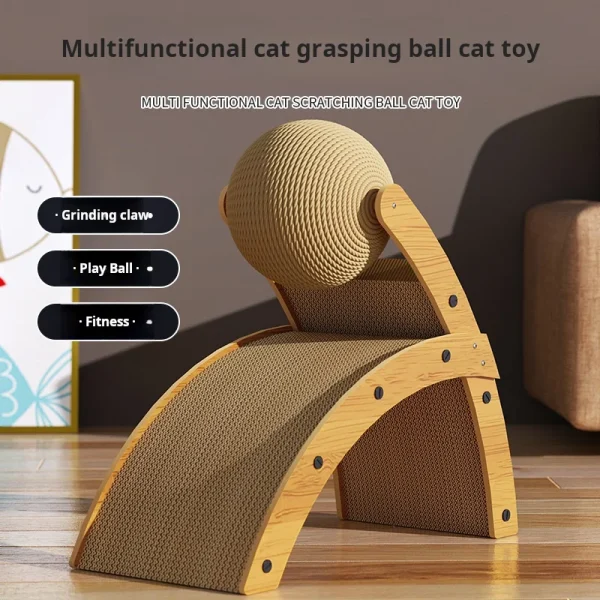 Cat Scratch Board, Durable Without Shavings, Cat Nest, Cat Climbing Frame, Integrated Sisal Ball, Cat Claw Pole, Cat Toy, Reliev