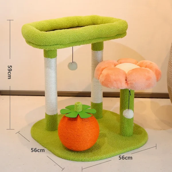 Flower Cat Tree for Indoor Cats, Small Cat Tower with Sisal Scratching Post Plush Fluffy Balls Cat Toys Pet Furniture