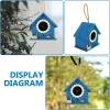 Blue Mini Bird House Wooden Nest Decor Creative Feeder Hanging Cage With Rope Sturdy Birds Home Garden Pet Products