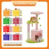 Flower Cat Tree for Indoor Cats, Small Cat Tower with Sisal Scratching Post, Soft Condo, Plush Perches, Fluffy Balls, Cat Toys