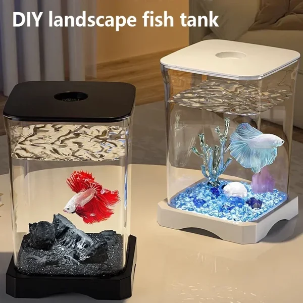 Transparent Fish Tank Living Room Office Decoration HD Acrylic Aquarium Easy To Feed Ecological Tank for Goldfish Tropical Fish