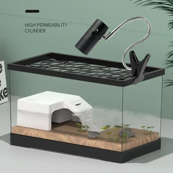 Terrariums Turtle Breeding Aquarium Fish Tank S/M with Anti-escape Cover Terrarium Turtle Acrylic Box Reptiles House Fish Tank