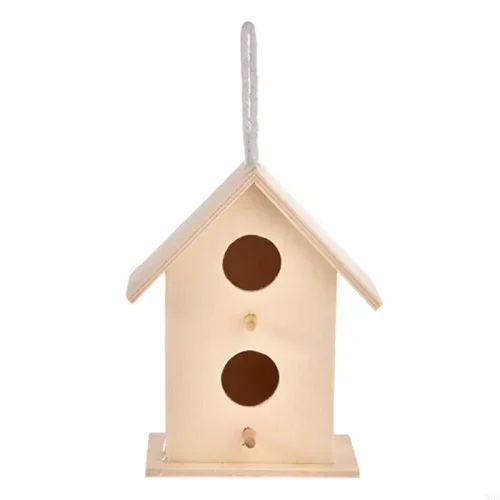 M5TF Wooden Bird House for Outside Small Outdoor Garden Bird Nesting Box Handmade Birdhouse with Hole and Perch for Bluebird