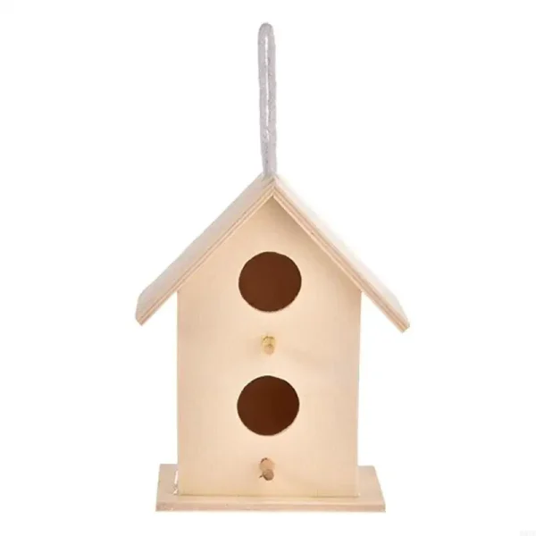 M5TF Wooden Bird House for Outside Small Outdoor Garden Bird Nesting Box Handmade Birdhouse with Hole and Perch for Bluebird