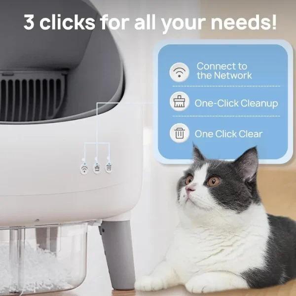 Automatic Self Cleaning Cat Litter Box with APP Control Intelligent Semi-closed Cat Litter Pan Odorless Cat Litter Tray Supplies