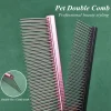 Dog Grooming 2 Row Comb Groomer Cat Stainless Steel Groomer Pets Combs Hairbrush Dog Grooming Combs Dog Hair Care Styling Comb