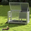 Fashionable Wood 36In Rabbit Hutch Indoor on Wheels Bunny Cage Outdoor Rabbit Cage with Clean Tray, Openable Roof
