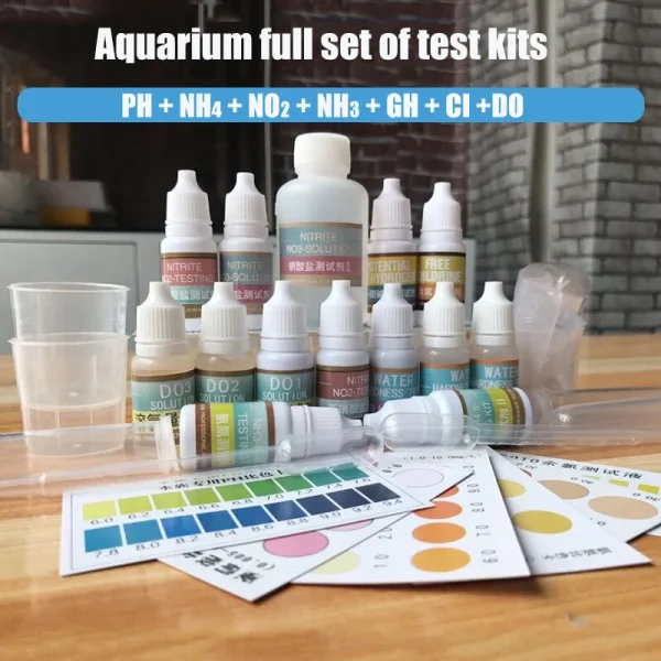 Aquarium Fish Tank Water Quality Testing Solution PH NH4 NO2 No3 GH CI H2S Aquaculture Water Quality Testing Monitoring Agent